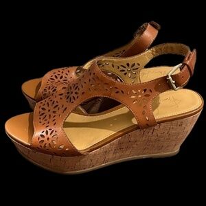 Franco Sarto A-Flirt Wedge Heeled Sandals with Laser Cutouts Size 9